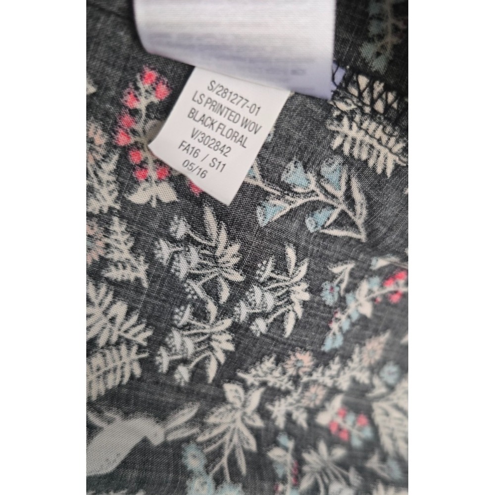 $25 NWT OLD NAVY long sleeve babydoll dress S Tall black blue floral bunny zips - Picture 8 of 14